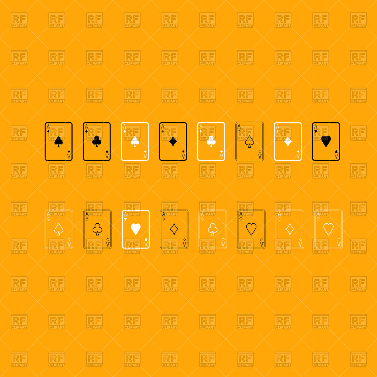 1200x1200 Playing Cards, Aces On Yellow Background Vector Image Of Sport