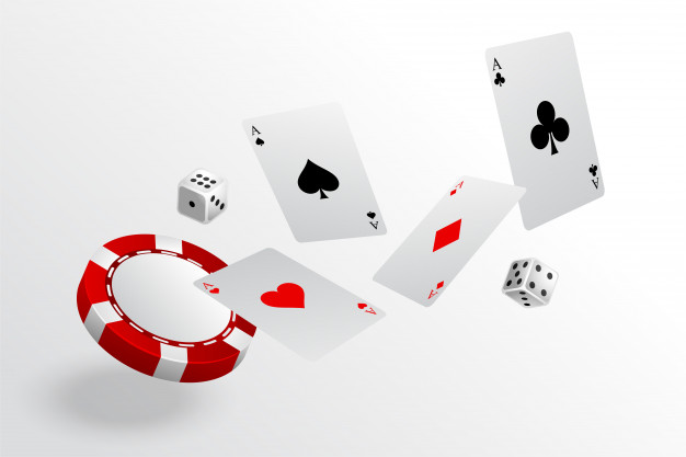 626x417 Playing Cards Chips And Dice Flying Casino Background Vector