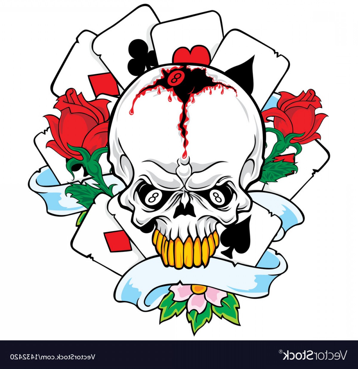 1200x1236 Skulls With Playing Cards Vector Handandbeak
