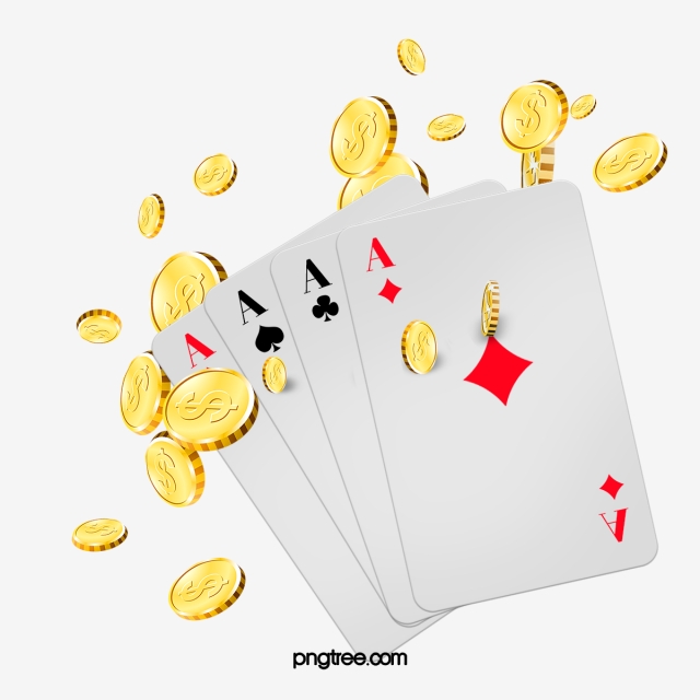 640x640 Vector Gold Coins And Poker Cards, Vector Diagram, Gold, Playing