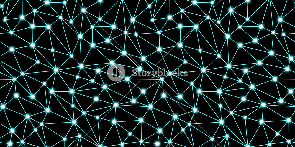 1000x500 Seamless Lines And Dots Pattern, Fractal Plexus Background, Stock