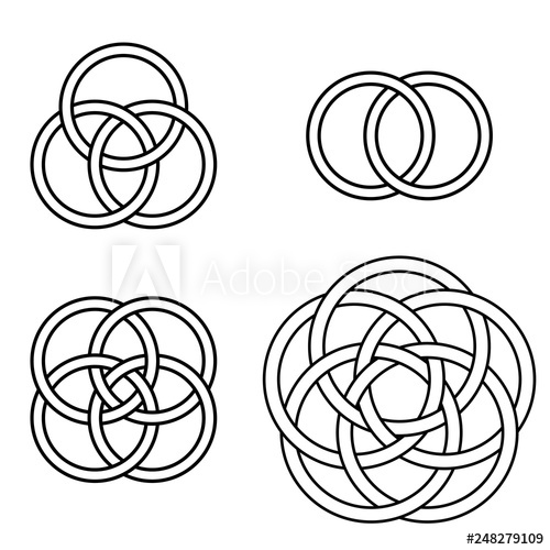 500x500 Set Patterns Intertwined Rings, Vector Logo Tattoo Plexus Circles