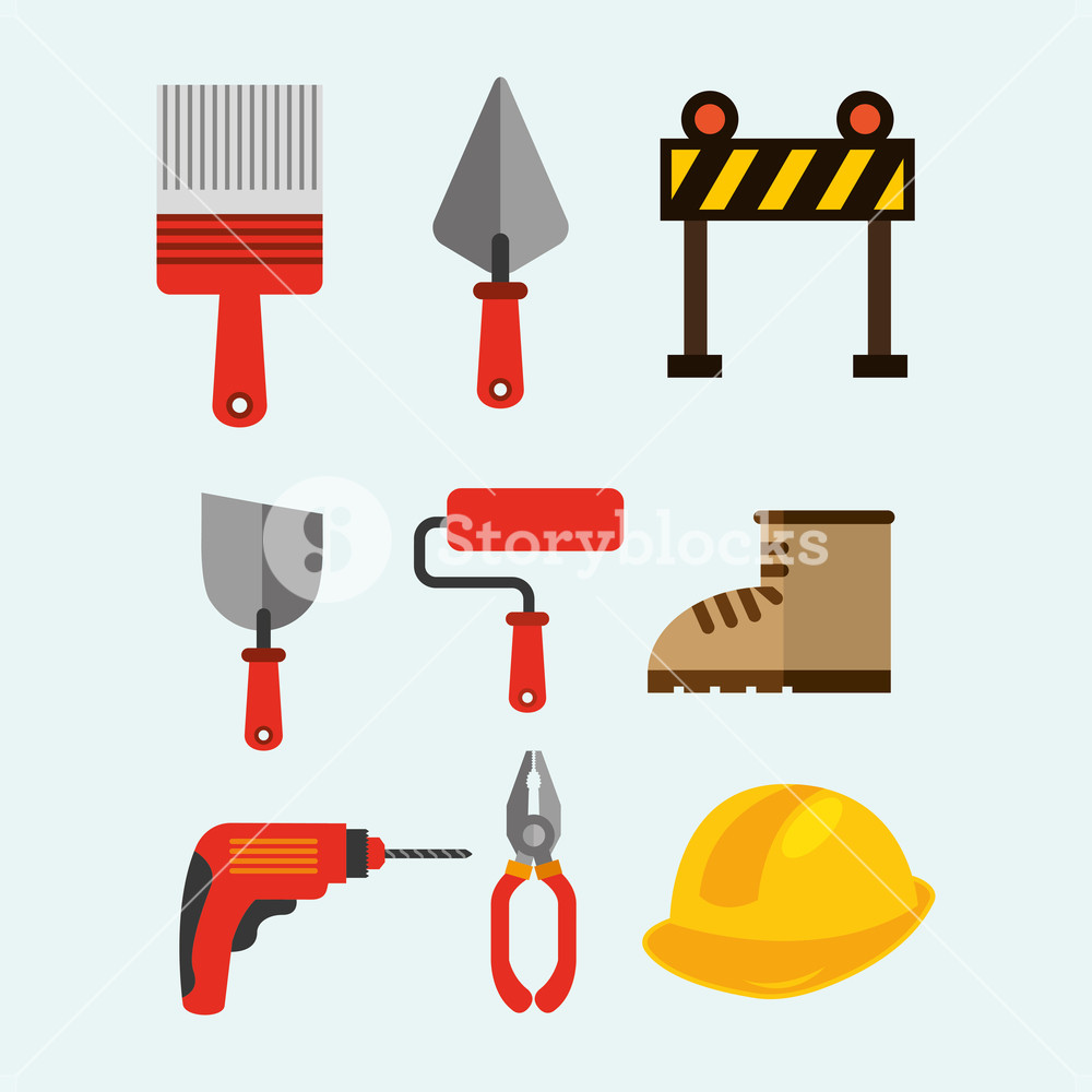 1000x1000 Construction Tools Equipment Spatula Roller Drill Barrier Boot