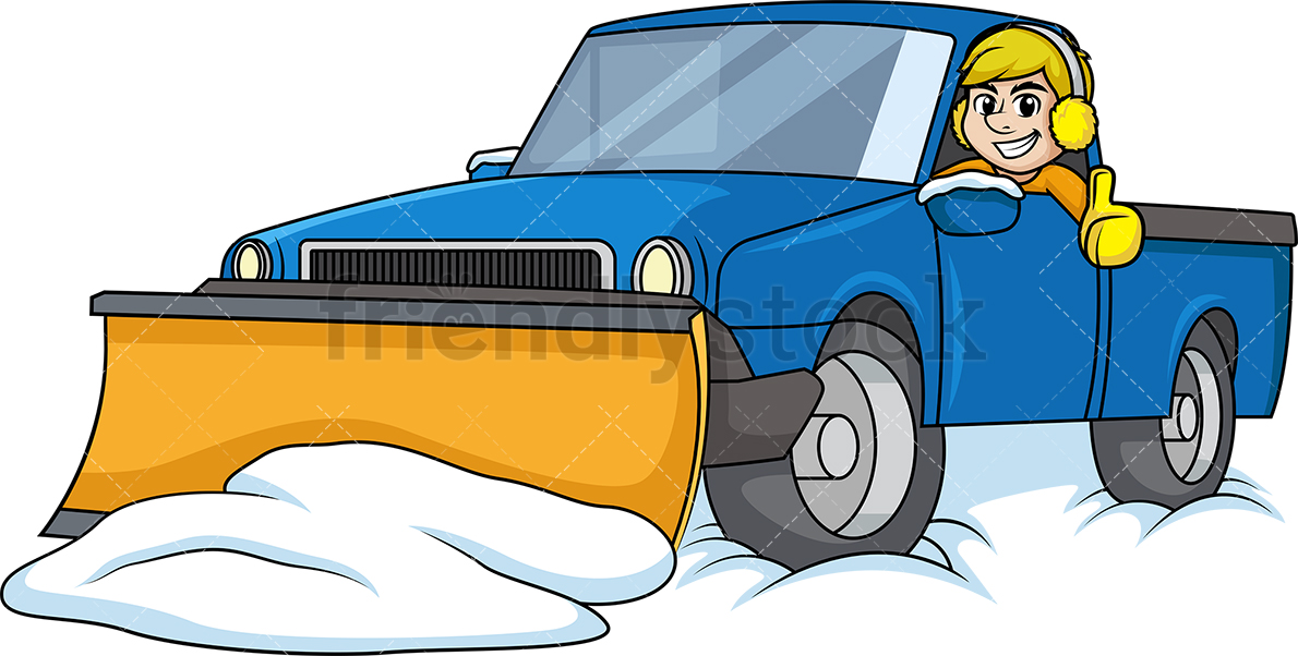 1190x602 Man In Snow Plow Vehicle Cartoon Clipart Vector