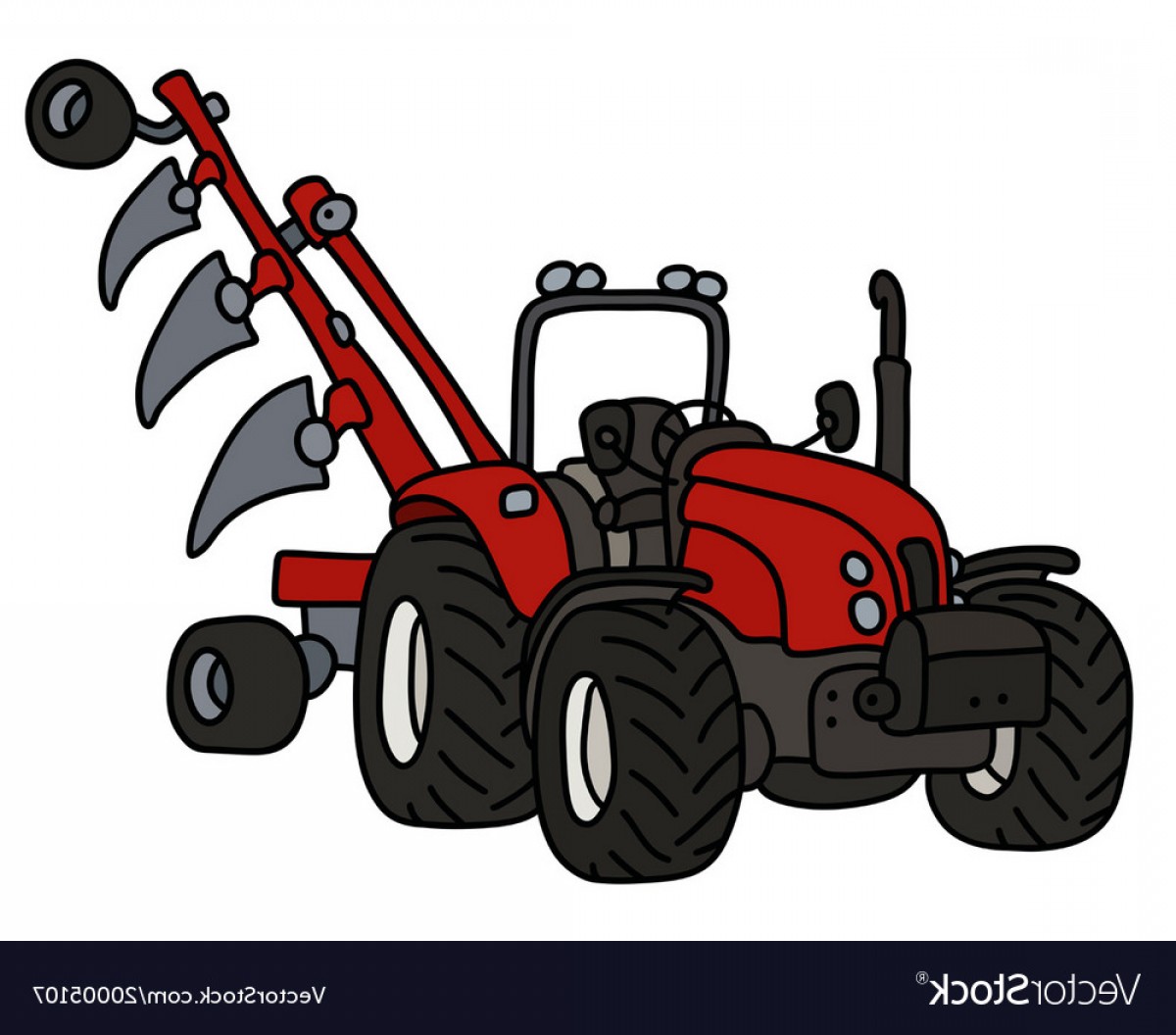1200x1056 The Red Tractor With The Plow Vector Createmepink