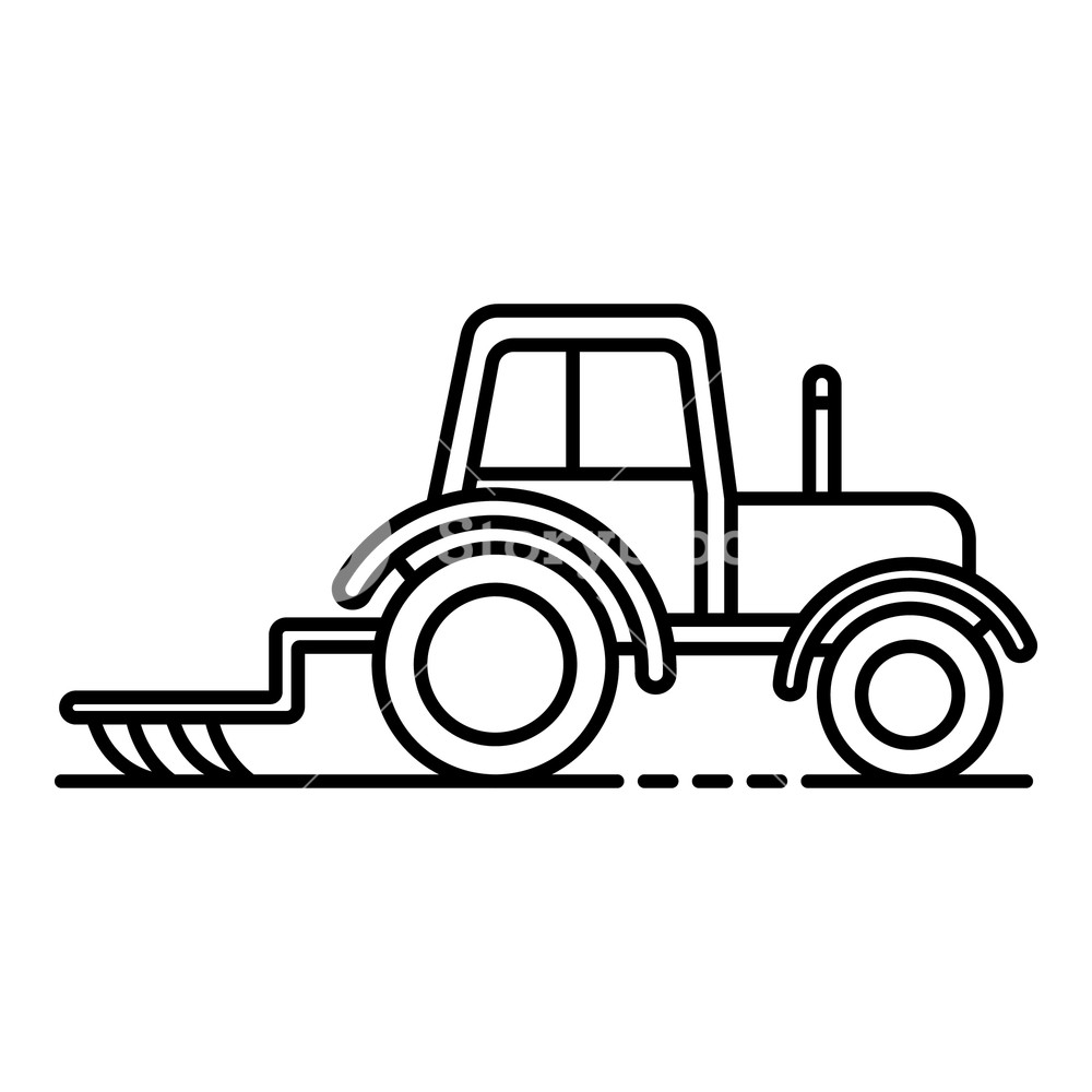 1000x1000 Tractor With Plow Icon Outline Tractor With Plow Vector Icon