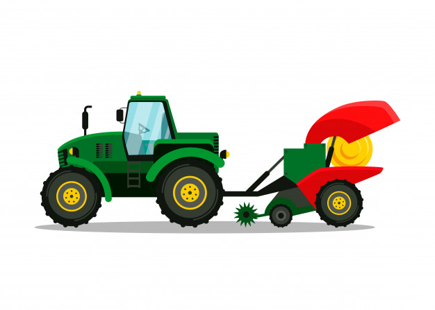 626x447 Tractor With Plow Side View Vector Illustration Vector Premium