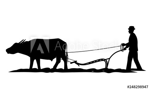 500x300 Silhouette Farmer Plow Vector Design