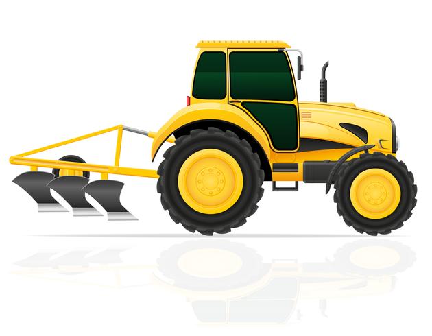 630x490 Tractor With Plow Vector Illustration