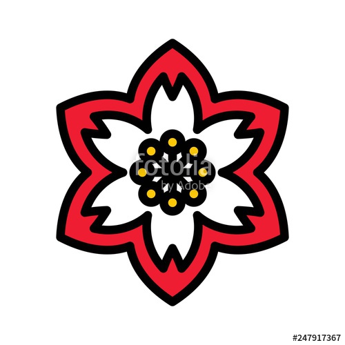 500x500 Plum Blossom Vector, Chinese Lunar New Year Filled Icon Stock