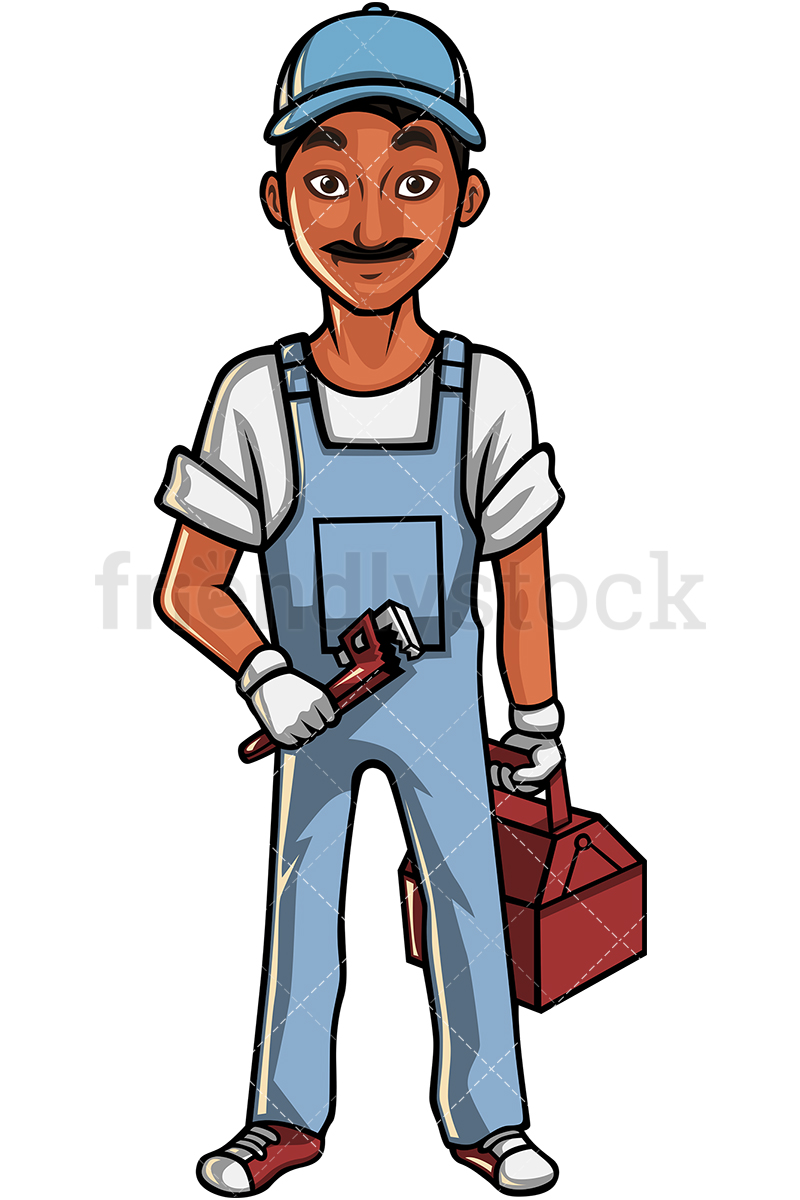 800x1200 Indian Plumber Cartoon Vector Clipart