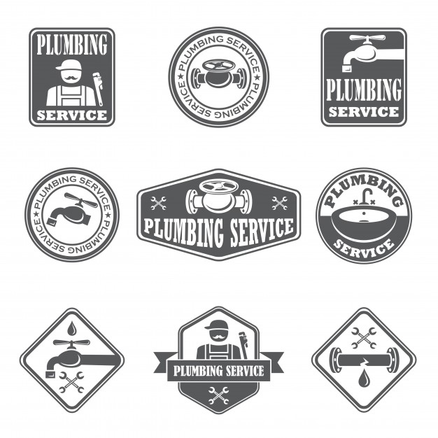 626x626 Plumbing Service Badges With Water Pipe Plumber And Tools Isolated
