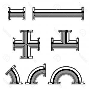 300x300 Set Of Gray Corrugated Drain Pipes Vector Clipart Studiogrfx