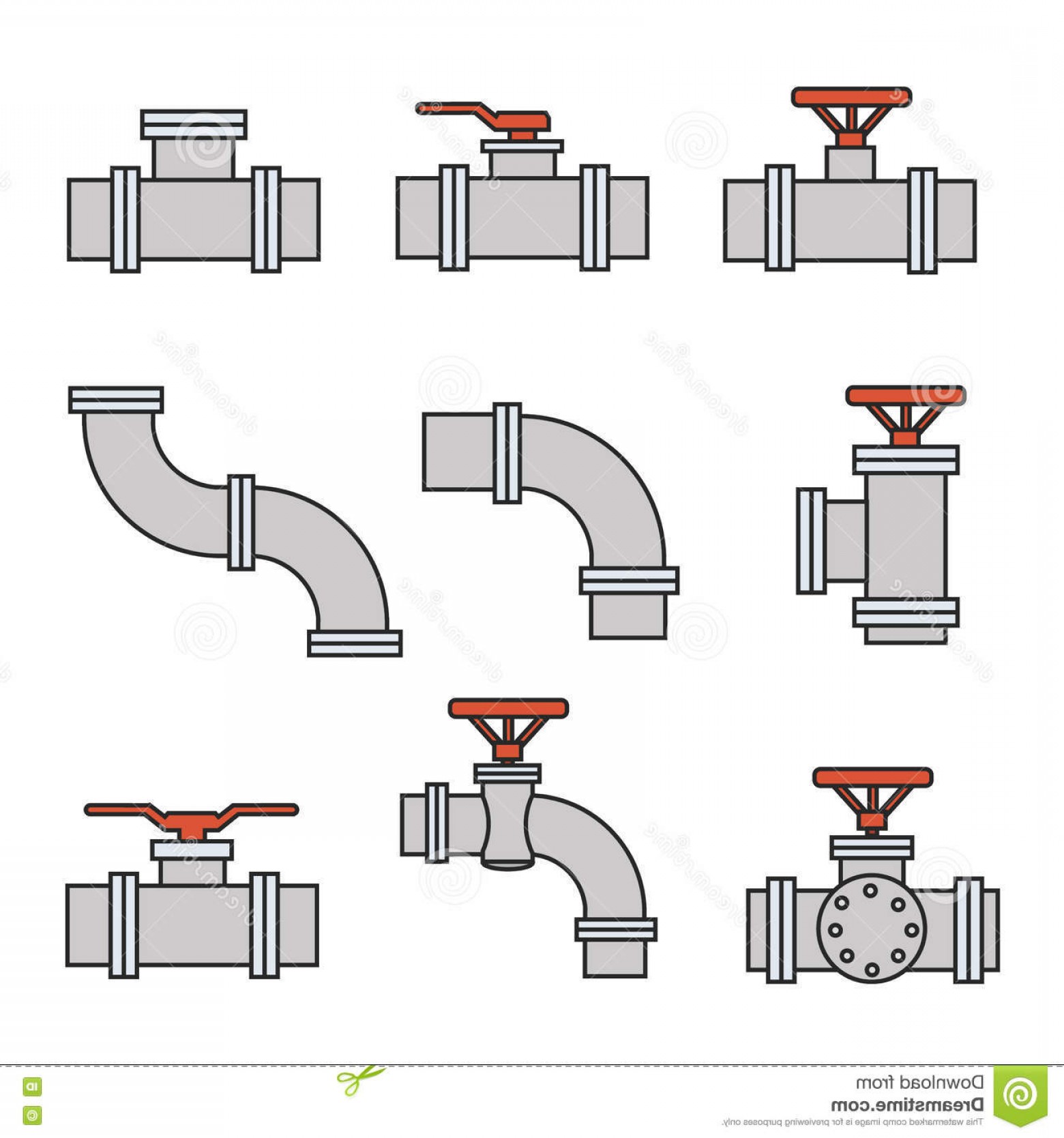 1560x1668 Stock Illustration Vector Icons Pipe Connector Valve Plumbing