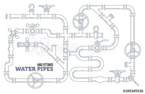 500x325 Elements Of A Plumbing Pipes, Cranes Linear Design Vector