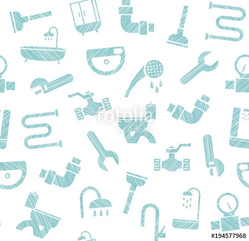 500x485 Plumbing And Water Pipeline, Seamless Pattern, Shading Pencil