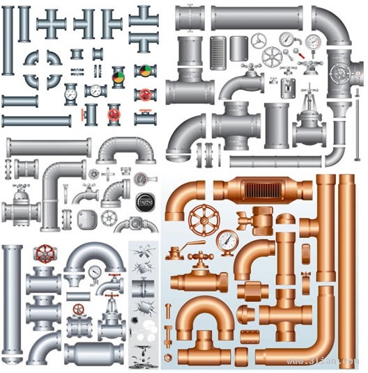 528x536 Plumber Design Elements Steel Pipe Gauge Valve Icons Free Vector