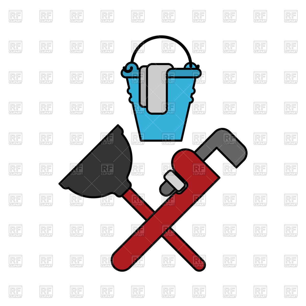 1200x1200 Plumber Service Emblem Rubber Plunger And Adjustable Wrench