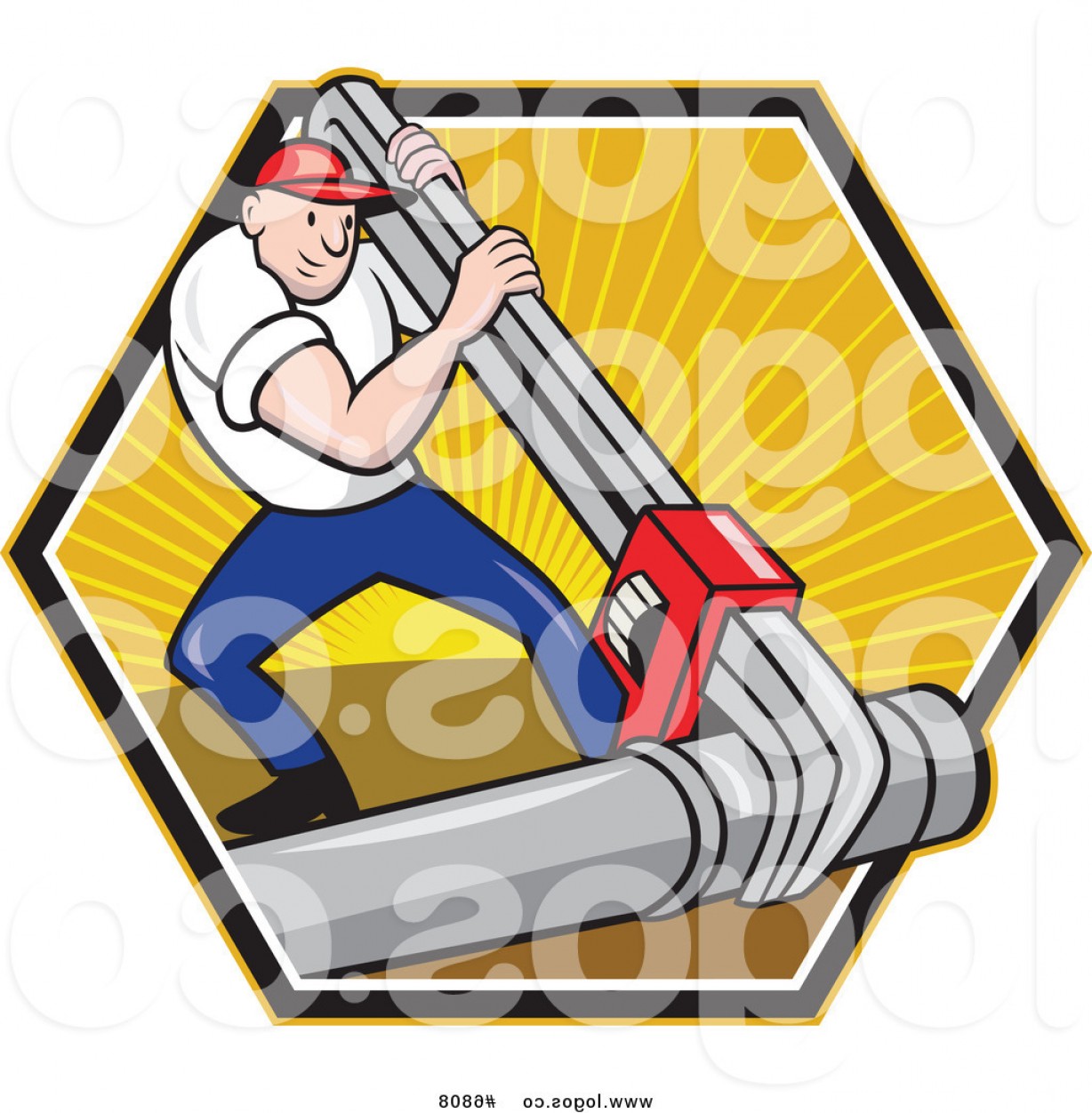 1228x1252 Royalty Free Clip Art Vector Logo Of A Plumber Using A Giant