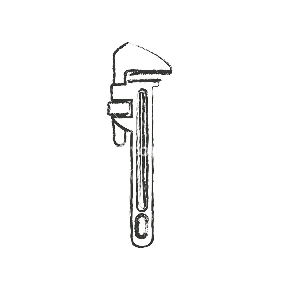 1000x1000 Monochrome Blurred Silhouette With Pipe Wrench Vector Illustration