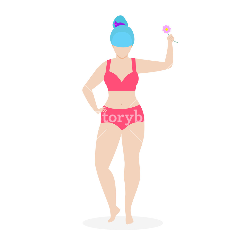 1000x1000 Plus Size Woman In Stylish Red Bikini Curvy Girl With Hand Up