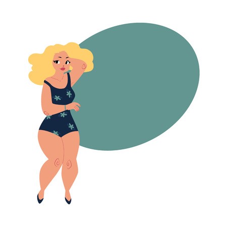 450x450 Pretty Plump, Plus Size Blond Curvy Woman, Girl In Swimming Suit