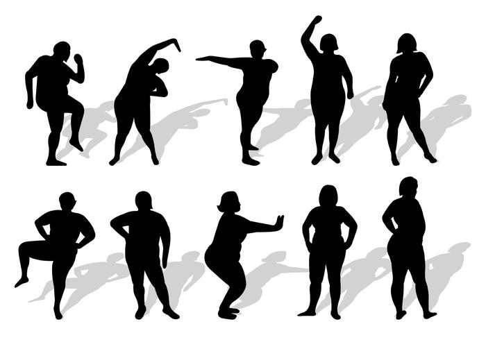 700x490 Set Of Plus Size Woman Silhouettes Vector