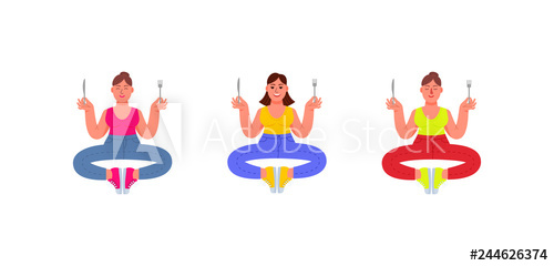 500x240 Three Plus Size Women Sit In A Meditation Position With A Fork