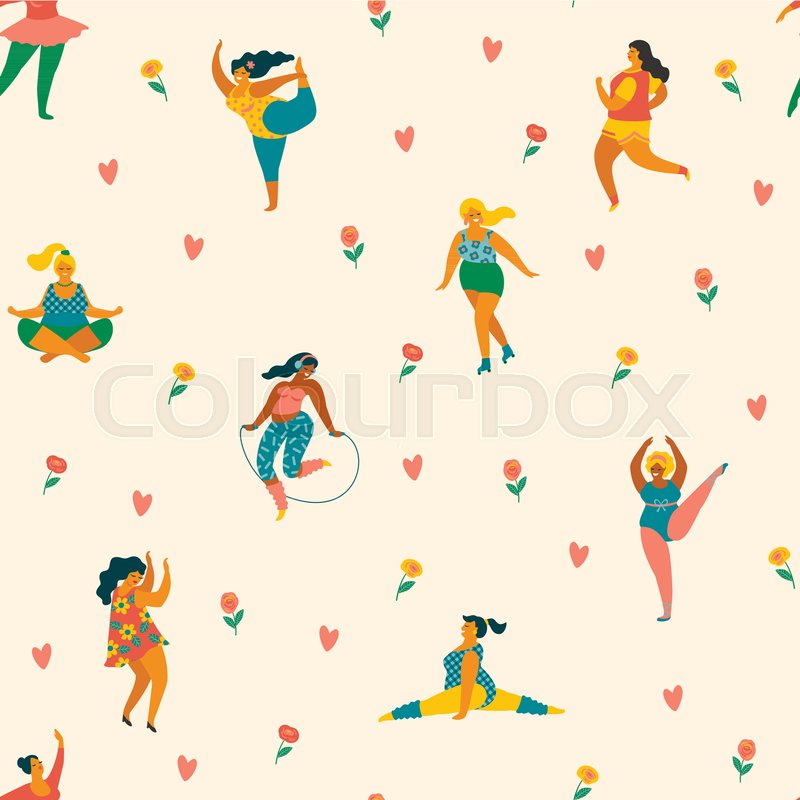 800x800 Body Positive Happy Plus Size Girls Stock Vector Colourbox
