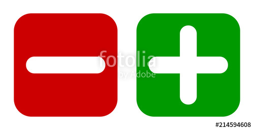 500x257 Minus Plus Signs Icons, Flat Square Buttons Set Vector