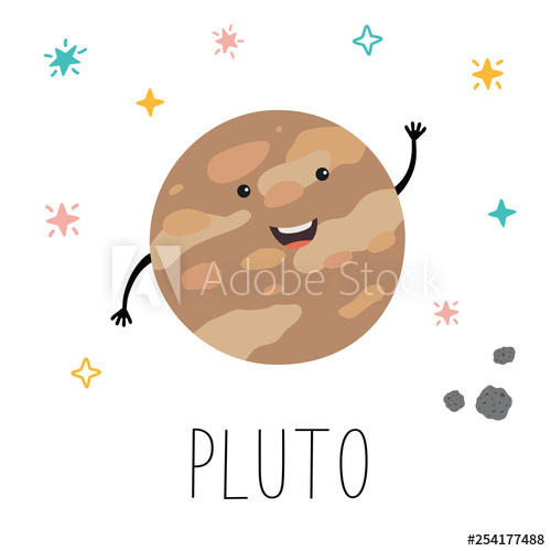 500x500 Vector Cartoon Funny Illustration Of Planet Smiling Happy Pluto
