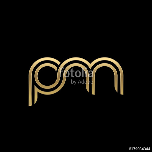 500x500 Initial Lowercase Letter Pm, Linked Outline Rounded Logo, Elegant