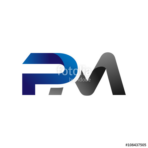 500x500 Modern Simple Initial Logo Vector Blue Grey Letters Pm Stock