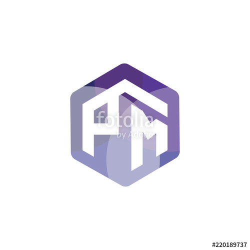 500x500 Pm Initial Letter Hexagonal Logo Vector Stock Image And Royalty