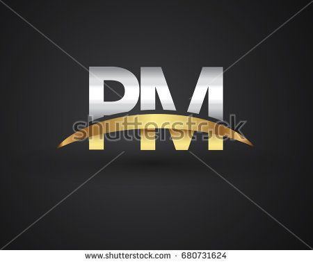 450x380 Pm Initial Logo Company Name Colored Gold And Silver Swoosh Design