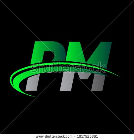 450x470 Initial Letter Pm Logotype Company Name Colored Green And Black