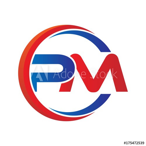 500x500 Pm Logo Vector Modern Initial Swoosh Circle Blue And Red