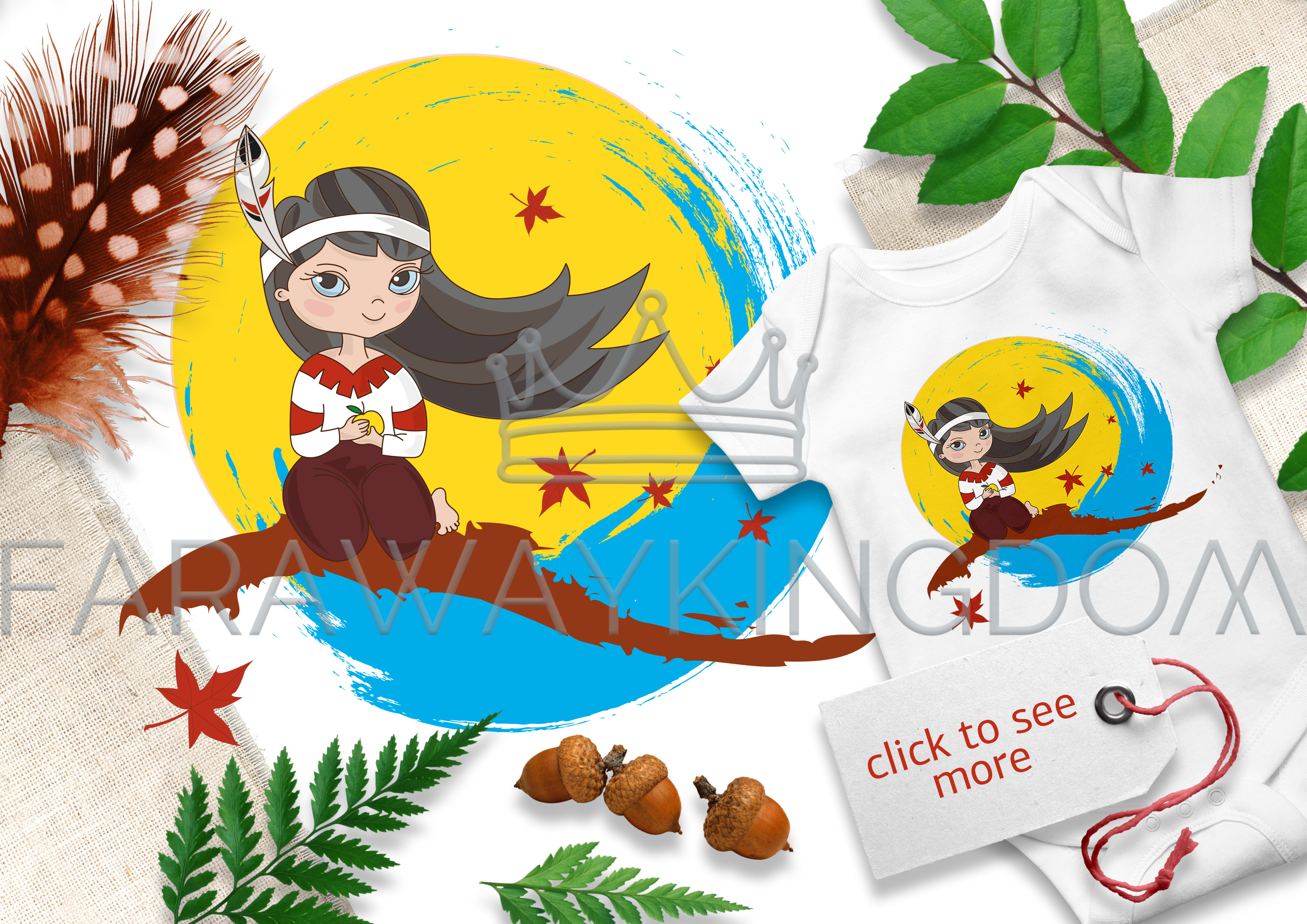 3508x2480 Pocahontas Cartoon Princess Clipart Vector Illustration Set