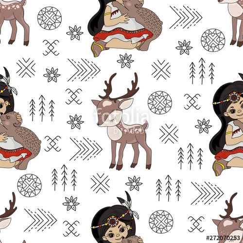 500x500 Pocahontas Deer Animal American Native Folk Ethnic Culture