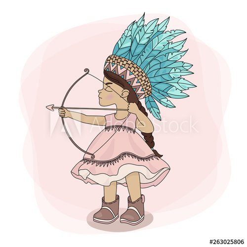 500x500 Pocahontas Hunt American Native Red Skinned Indian Princess Vector