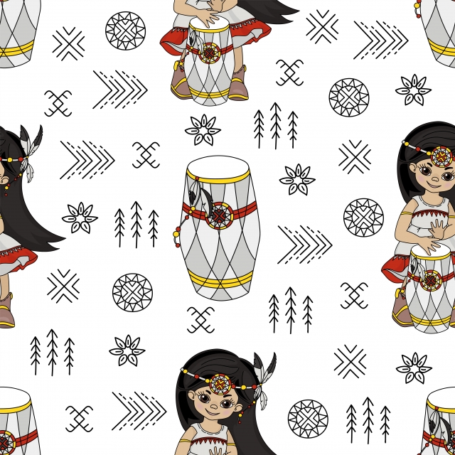 640x640 Pocahontas Rhythm American Native Folk Ethnic Culture Seamless