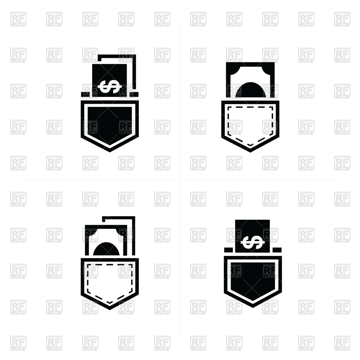 1200x1200 Dollar Bills In Jeans Pocket Icons Vector Image Of Icons