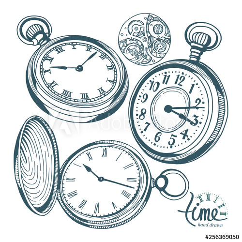 Pocket Watch Hand Drawn Pocket Watch Vector Illustrations Set 500x500 Pocket Watch Hand Drawn Pocket Watch Vector Illustrations Set