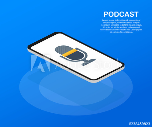 500x417 Podcast Icon, Vector Symbol In Flat Isometric Style Isolated