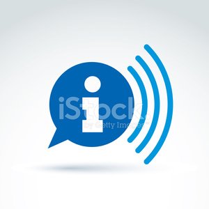 300x300 Speech Bubble With Information Sign, Blue Vector Podcast Premium