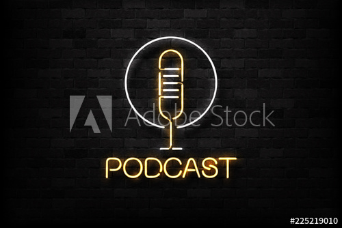 500x334 Vector Realistic Isolated Neon Sign Of Podcast Logo