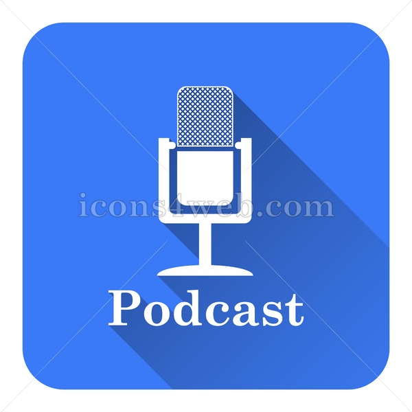 600x600 Podcast Flat Icon With Long Shadow Vector