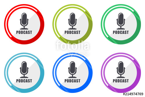 500x334 Podcast Vector Icon Set Colorful Flat Design Web Icons On White