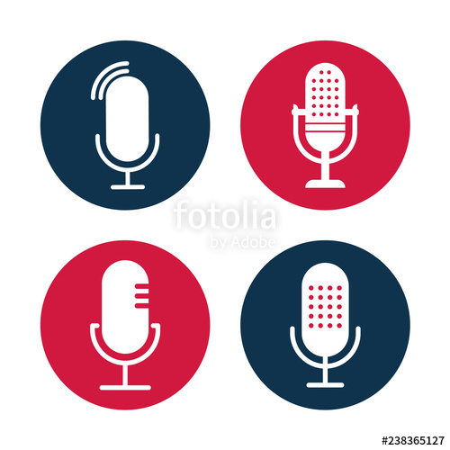 500x500 Set Of Radio Icon Illustrations Studio Table Microphone