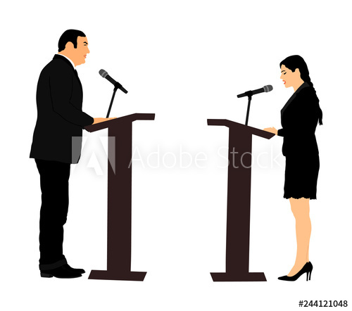 500x442 Public Speaker Standing On Podium Vector Illustration Politician